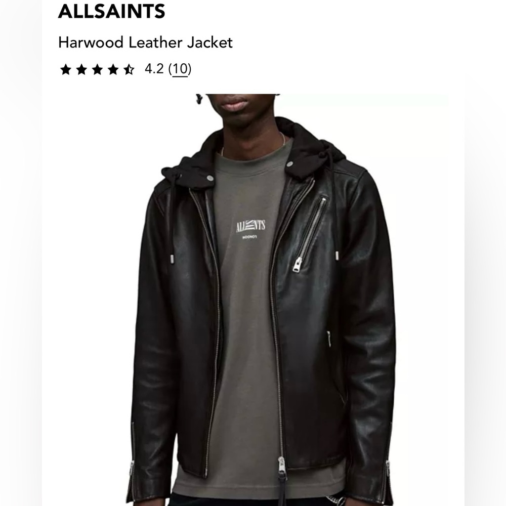 All Saints Black hardwood  Leather Jacket with Silver Details